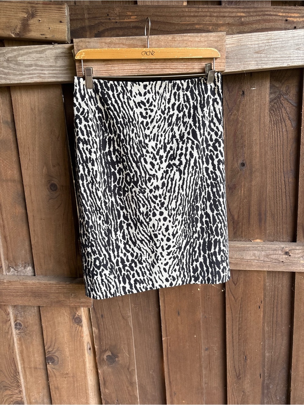 Talbots Black and White Capsule Animal Print Pencil Mini Skirt